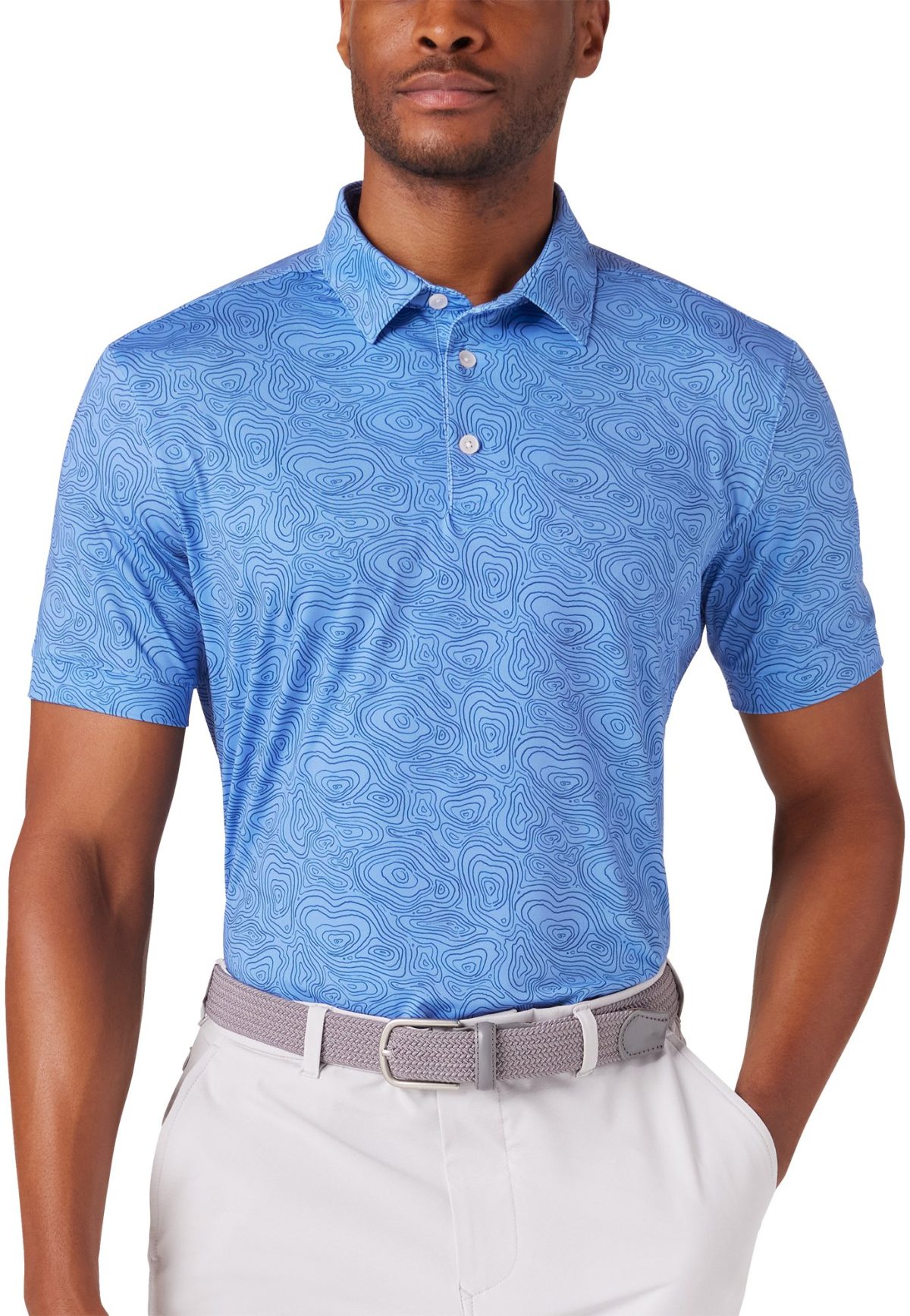 Mizzen+Main Versa Men's Golf Polo - Provence Topography - Blue, Size: XXL - Classic