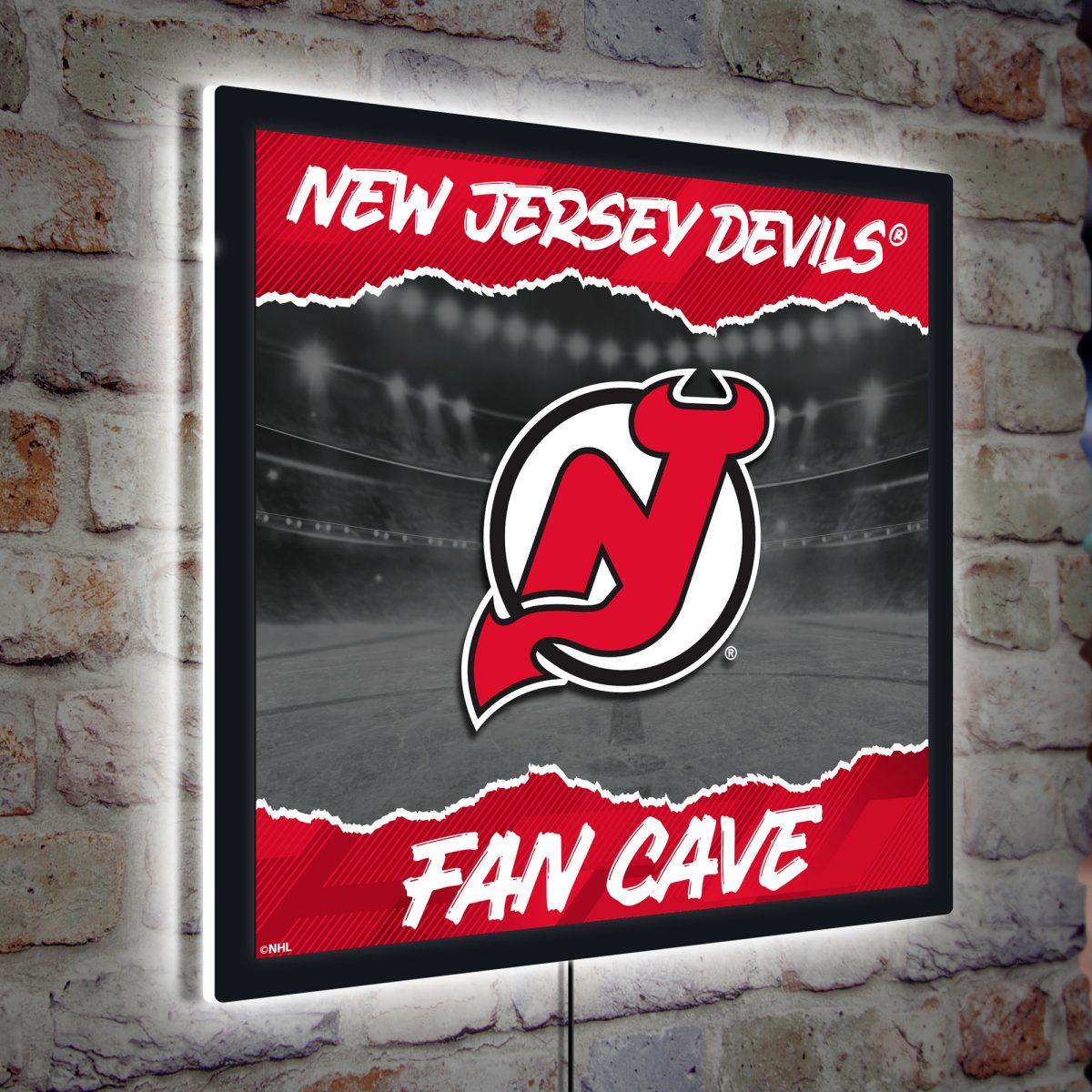 New Jersey Devils 23" LED Fan Cave Square-Shaped Lighted Wall Sign