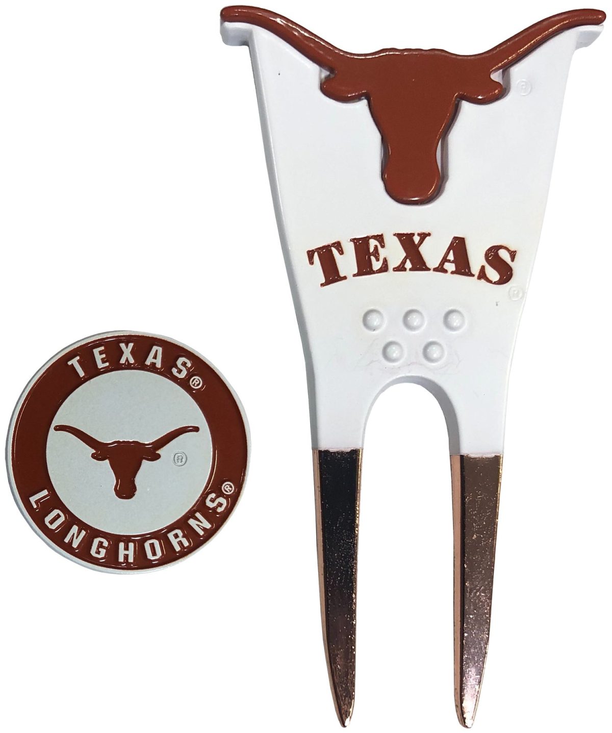 PAC Golf University of Texas Divot Repair Tool & Ball Marker - White