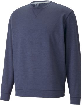 PUMA CLOUDPSUN Heather Crewneck Men's Golf Sweater - Blue, Size: Small