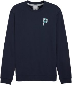 PUMA x PTC Glitch Graphic Crewneck Men's Golf Sweater - Blue, Size: Small