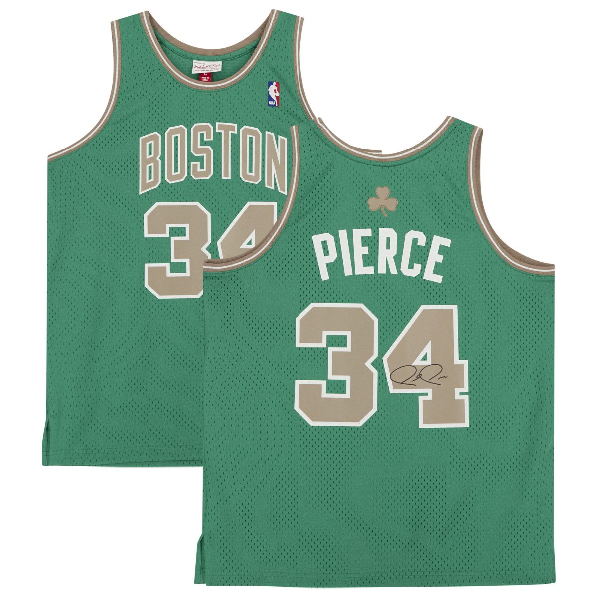 Paul Pierce Boston Celtics Autographed Green and Gold 2007-08 Mitchell & Ness Replica Jersey