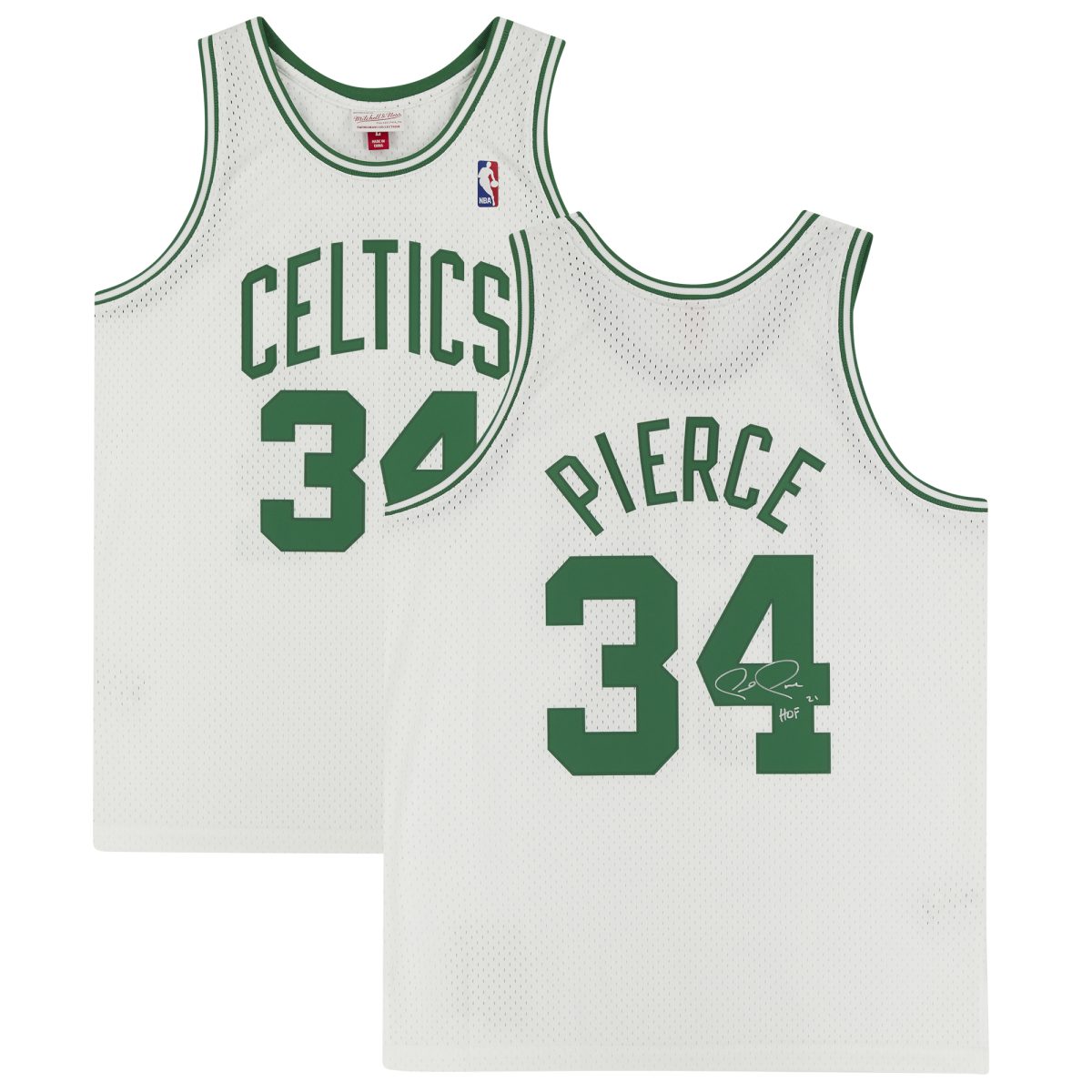 Paul Pierce Boston Celtics Autographed White 2007-08 Mitchell & Ness Replica Jersey with "HOF 21" Inscription