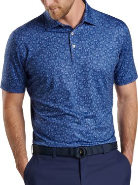 Peter Millar Carolina Shag Performance Jersey Men's Golf Polo - Blue, Size: Small