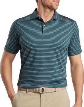 Peter Millar Duet Performance Jersey Men's Golf Polo Shirt - Green, Size: Small