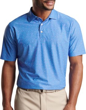 Peter Millar Irish Coffee Performance Mesh Men's Golf Polo - Blue, Size: Small