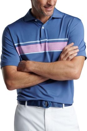 Peter Millar Ledge Performance Jersey Men's Golf Polo - Blue, Size: Medium