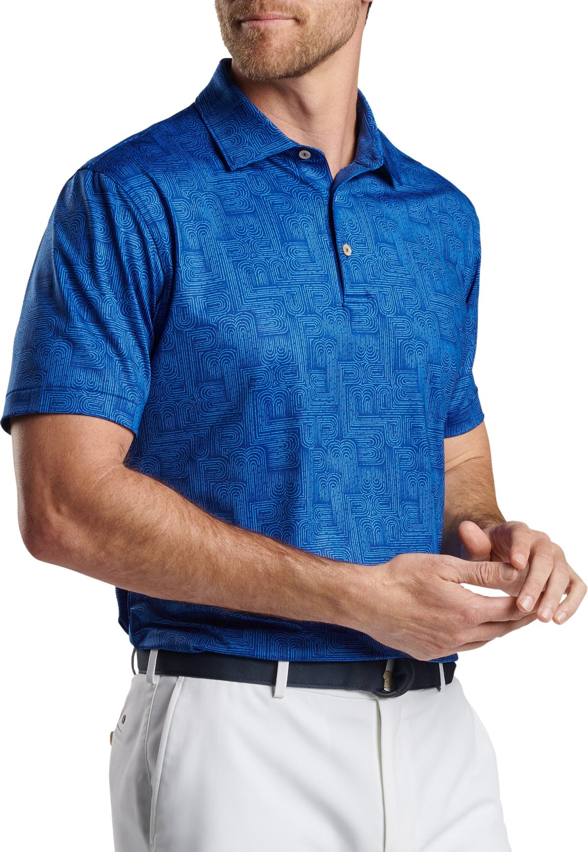 Peter Millar PM Maze Performance Jersey Men's Golf Polo - Blue, Size: Small