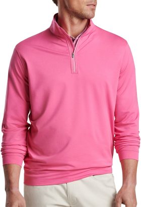 Peter Millar Perth Melange Performance Quarter-Zip Men's Golf Pullover 2024 - Pink, Size: Medium