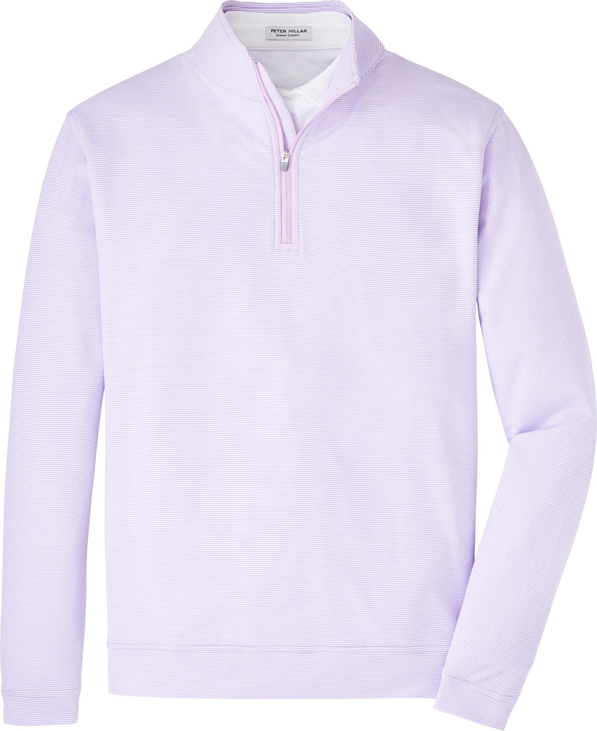 Peter Millar Perth Sugar Stripe Performance Quarter-Zip Men's Golf Pullover 2024 - Petal Purple - Petal Purple, Size: Medium