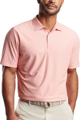 Peter Millar Quadratic Performance Mesh Men's Golf Polo - Orange, Size: Medium