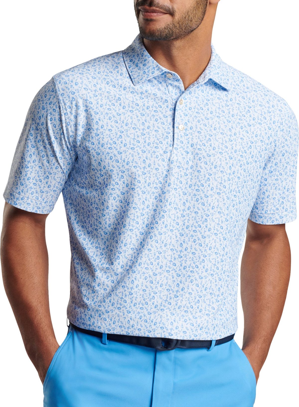 Peter Millar Shuckin Season Performance Mesh Men's Golf Polo - White, Size: Small