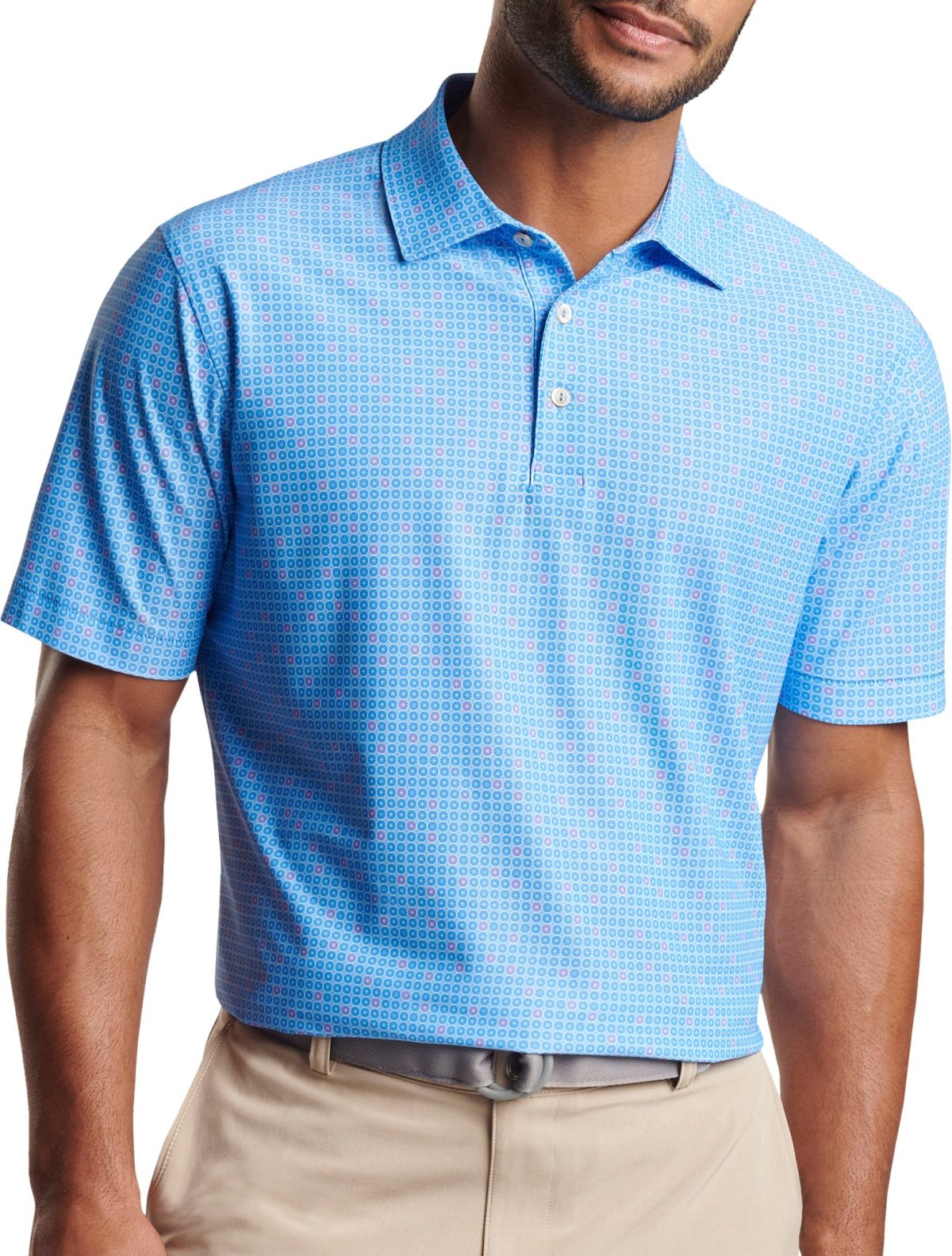 Peter Millar Spokes Performance Mesh Men's Golf Polo - Blue, Size: Small