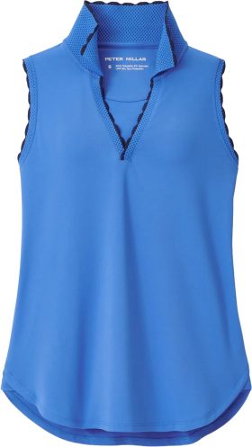 Peter Millar Womens Opal Sleeveless Stretch Jersey Golf Polo Shirt - Blue, Size: Small