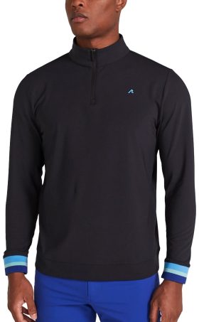 REDVANLY Hayden Quarter Zip Men's Golf Pullover - Black, Size: X-Large