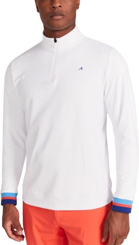 REDVANLY Hayden Quarter Zip Men's Golf Pullover - White, Size: XXL