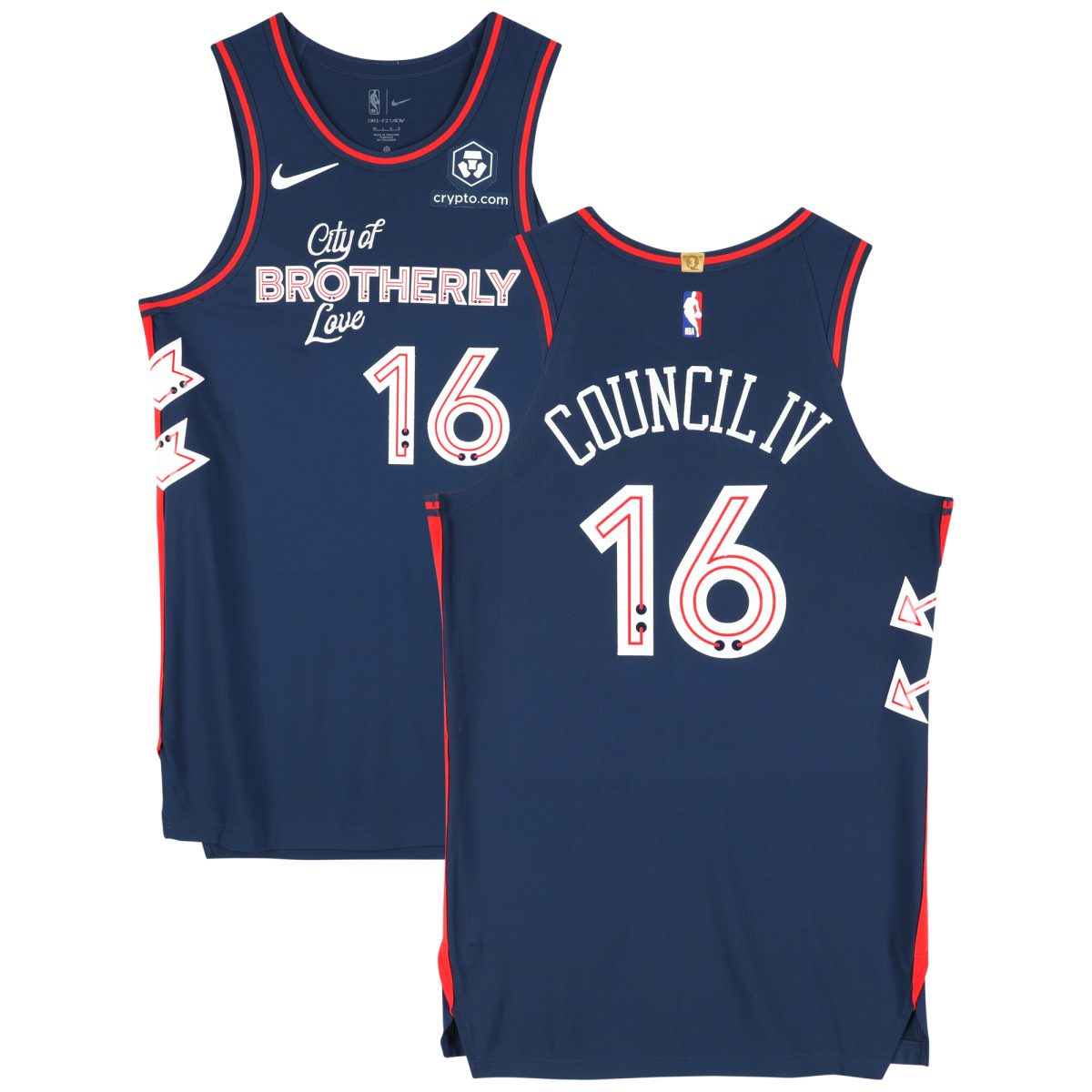 Ricky Council IV Philadelphia 76ers Game-Used #16 Navy Nike City Edition Jersey vs. Detroit Pistons on April 9, 2024 - Size 48+4