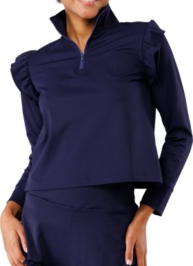 Smith & Quinn Womens The Grayson Quarter-Zip Golf Pullover - Blue, Size: Medium