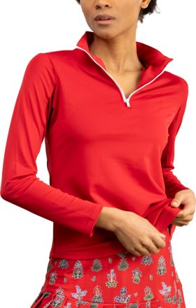 Smith and Quinn Womens The Ava Quarter-Zip Golf Pullover - Red, Size: Medium