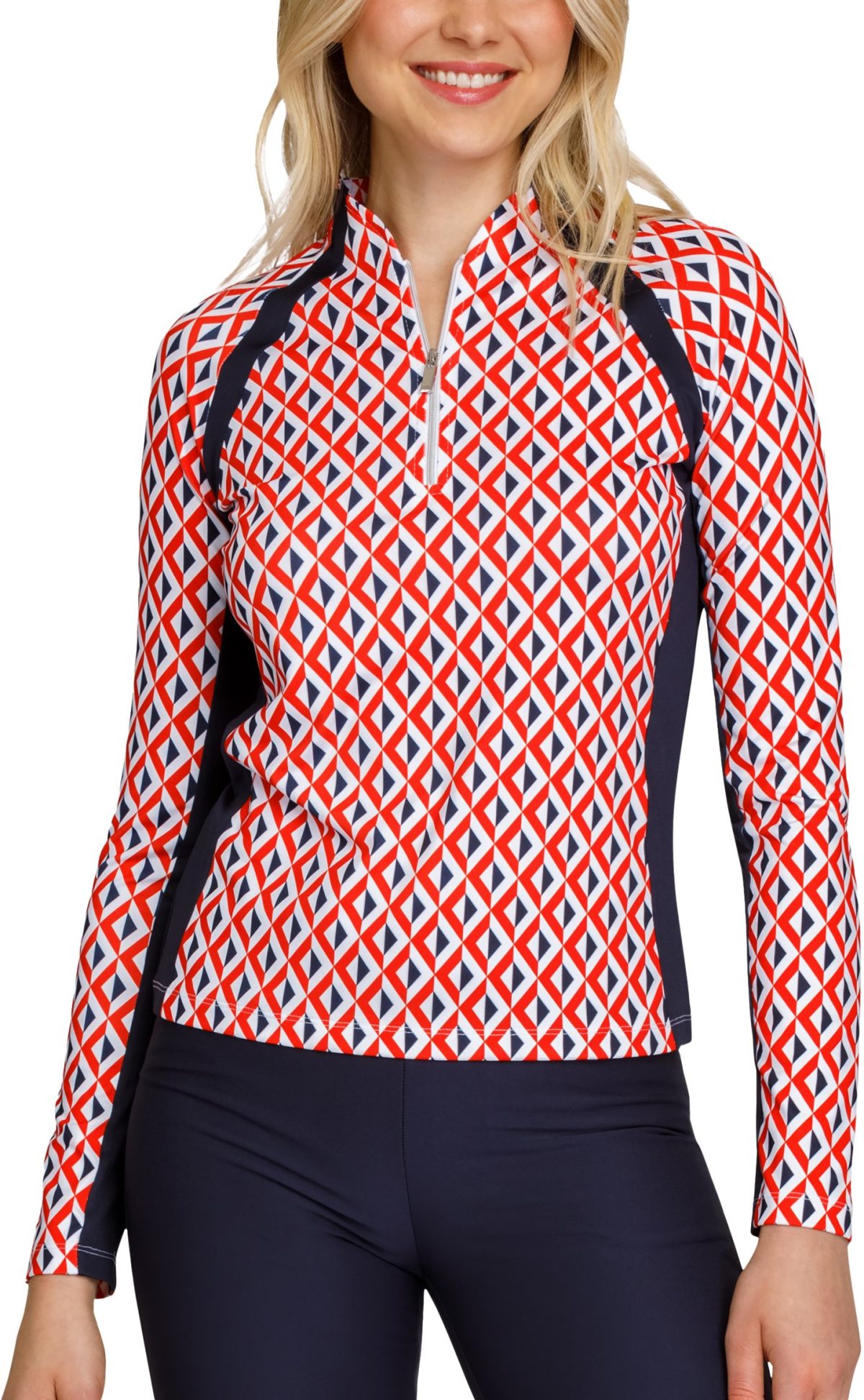 Tail Activewear Womens Flynn Long Sleeve Golf Top - Red, Size: Large