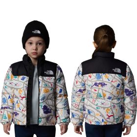 The North Face 1996 Retro Nuptse Jacket - Toddlers' White Dune Woodcut Trail Map Print, 2T