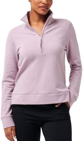 TravisMathew Womens Chance Encounter Cloud Fleece Half Zip Golf Pullover - Pink, Size: X-Small