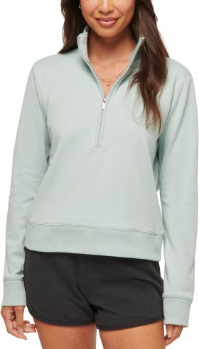 TravisMathew Womens Cloud Half Zip Golf Pullover - Green, Size: X-Small