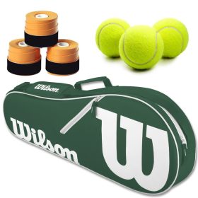 Wilson Advantage II Tennis Bag (Green) + 3 Orange Overgrips + 3 Tennis Balls