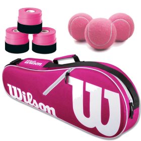 Wilson Advantage II Tennis Bag (Pink) + 3 Pink Overgrips + 3 Tennis Balls