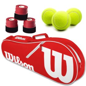 Wilson Advantage II Tennis Bag (Red) + 3 Red Overgrips + 3 Tennis Balls