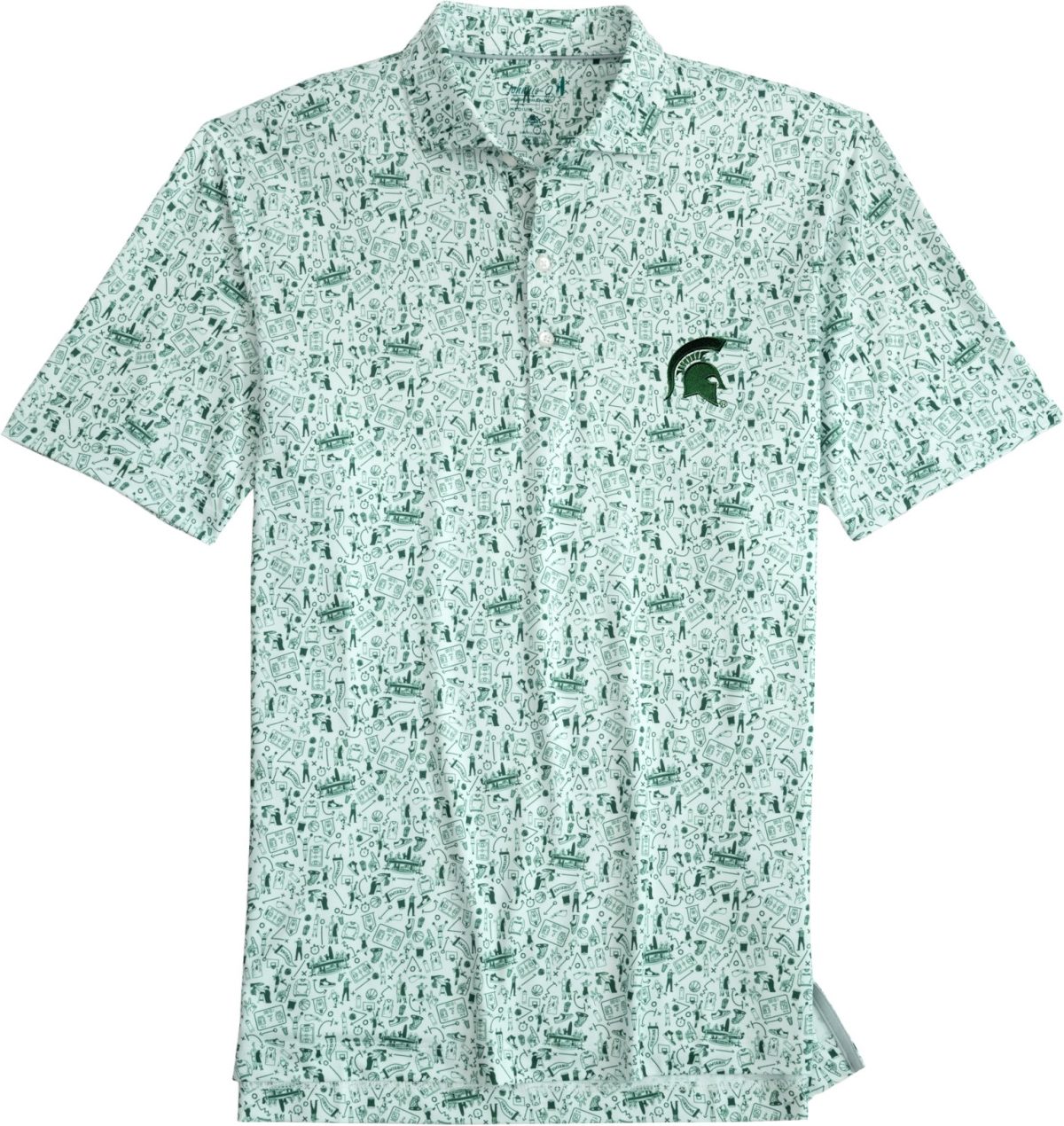 johnnie-O Michigan State Spartans Hoop There It Is Men's Golf Polo - Green, Size: Small