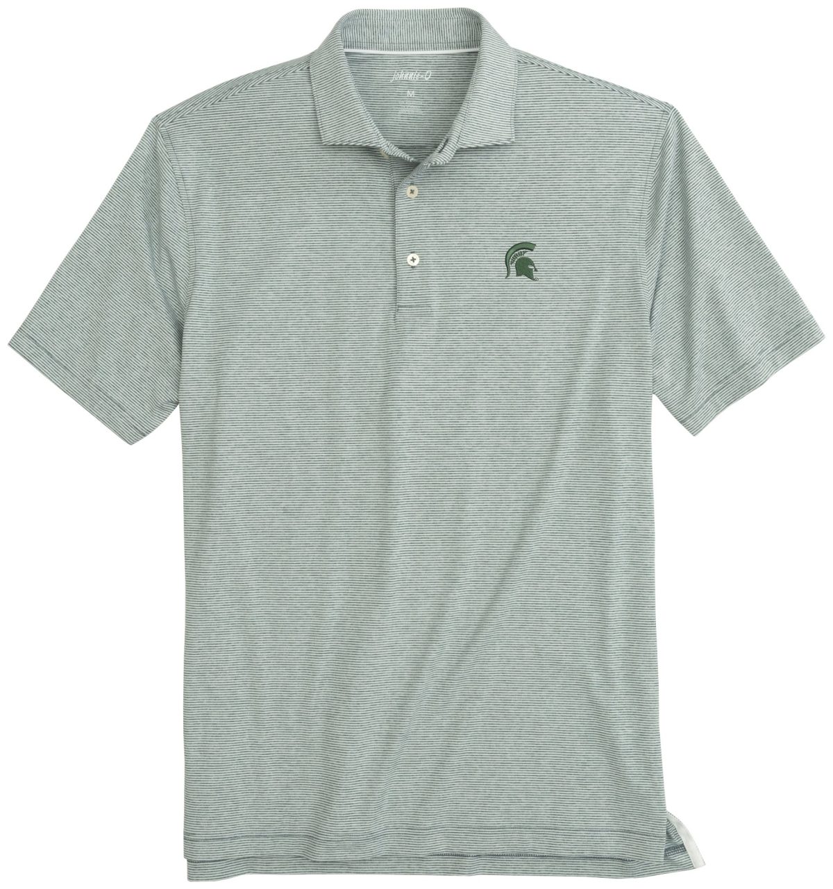 johnnie-O Michigan State Spartans Lyndonn Striped PREP-FORMANCE Men's Golf Polo - Green, Size: Small