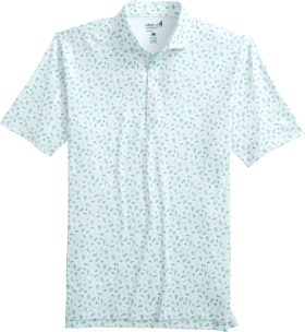 johnnie-O West Texas Printed Jersey Performance Men's Golf Polo - Green, Size: Small