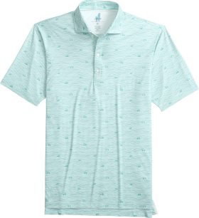 johnnie-O Willy Printed Featherweight Performance Men's Golf Polo - Green, Size: Small