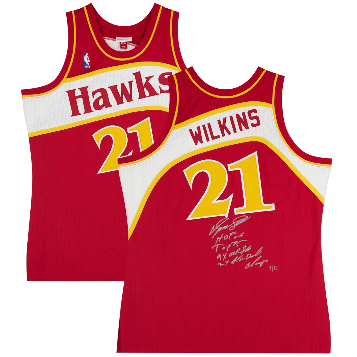 Dominique Wilkins Atlanta Hawks Autographed Mitchell & Ness 1986-87 Red Authentic Jersey with Multiple Inscriptions - Limited Edition #1/12