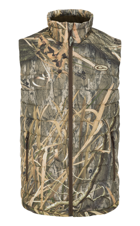 Drake Waterfowl LST Double Down Full-Zip Layering Vest for Men - Mossy Oak Shadow Grass Habitat - M