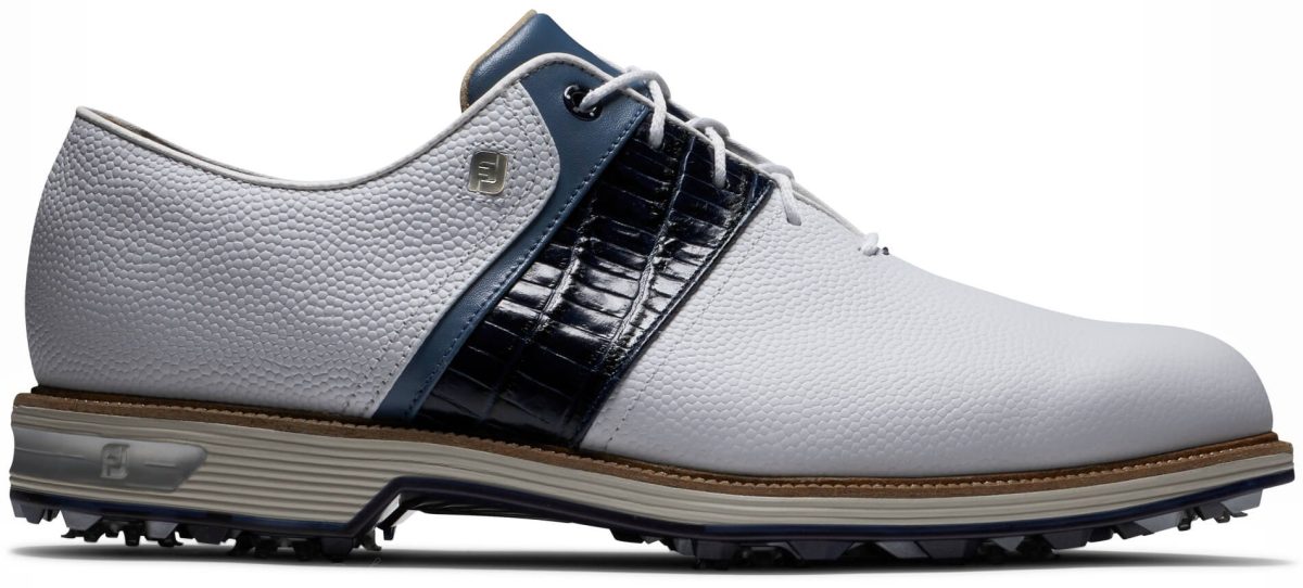 FootJoy Dryjoys Premiere Series Packard Golf Shoes - White/Navy - 7 - M