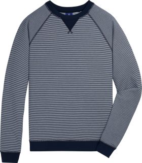 FootJoy Feeder Stripe Crewneck Men's Golf Sweater - Navy/White - Blue, Size: X-Large