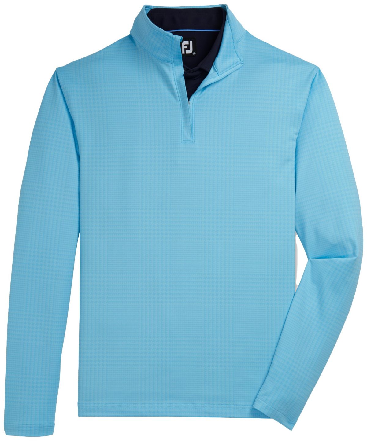 FootJoy Glen Plaid Printed Jersey Mid-Layer Men's Golf Pullover - Blue Sky - Blue, Size: Medium