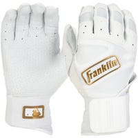 Franklin Powerstrap Infinite Series Youth Batting Gloves in White/Gold Size Large