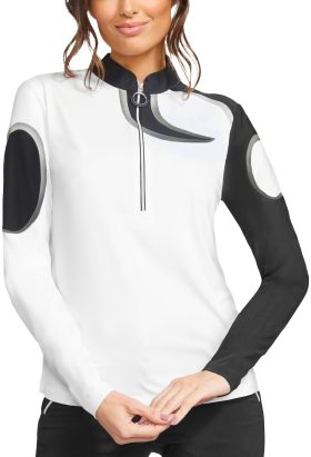 Jamie Sadock Womens Gymnastics Long Sleeve Golf Top - White, Size: Medium