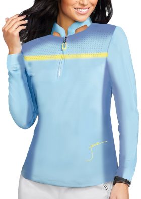 Jamie Sadock Womens Robo Sunsense Long Sleeve Golf Top - Blue, Size: Small