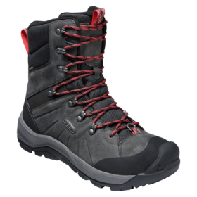 KEEN Revel IV High Polar Insulated Waterproof Hiking Boots for Men - Magnet/Red Carpet - 11.5M