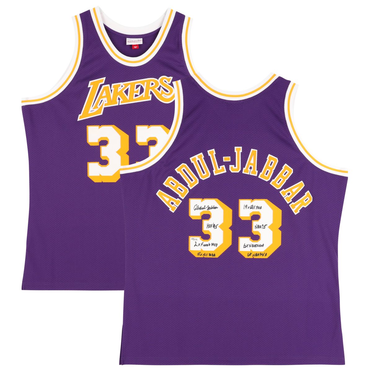 Kareem Abdul-Jabbar Los Angeles Lakers Autographed Mitchell & Ness 1983-84 Purple Authentic Jersey with Multiple Inscriptions - Limited Edition #12/12