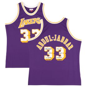 Kareem Abdul-Jabbar Los Angeles Lakers Autographed Mitchell & Ness 1983-84 Purple Authentic Jersey with Multiple Inscriptions - Limited Edition #1/12