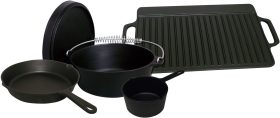 King Kooker 5-Piece Pre-Seasoned Cast-Iron Cookware Set