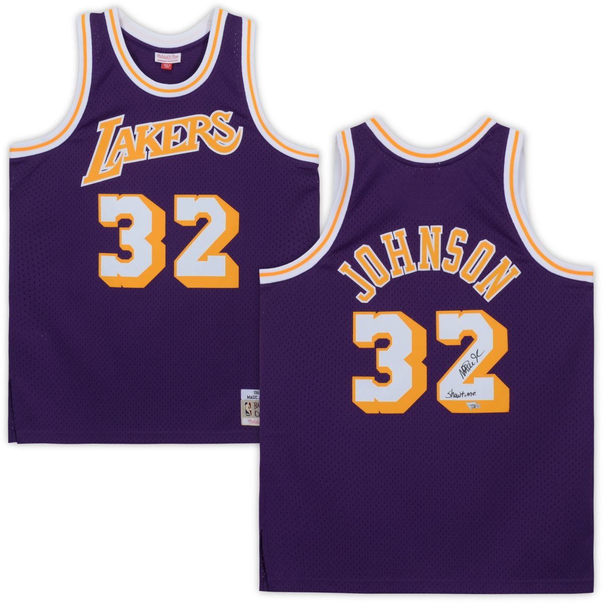 Magic Johnson Los Angeles Lakers Autographed Mitchell & Ness 1984-85 Hardwood Classics #32 Jersey with "Showtime" Inscription