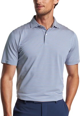 Peter Millar Tempo Performance Mesh Men's Golf Polo - Blue, Size: Large