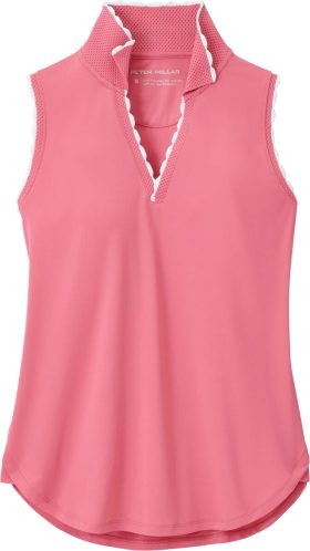 Peter Millar Womens Opal Sleeveless Stretch Jersey Golf Polo Shirt - Pink, Size: Medium