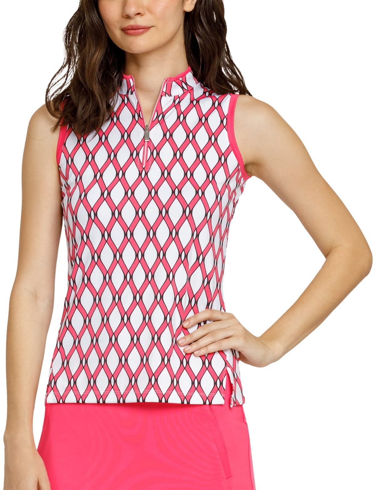 Tail Activewear Womens Oaklen Mini Mock Sleeveless Golf Top - Pink, Size: Small